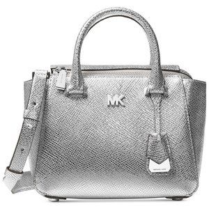 Silver Metallic Nolita Leather Mini Messenger Bag